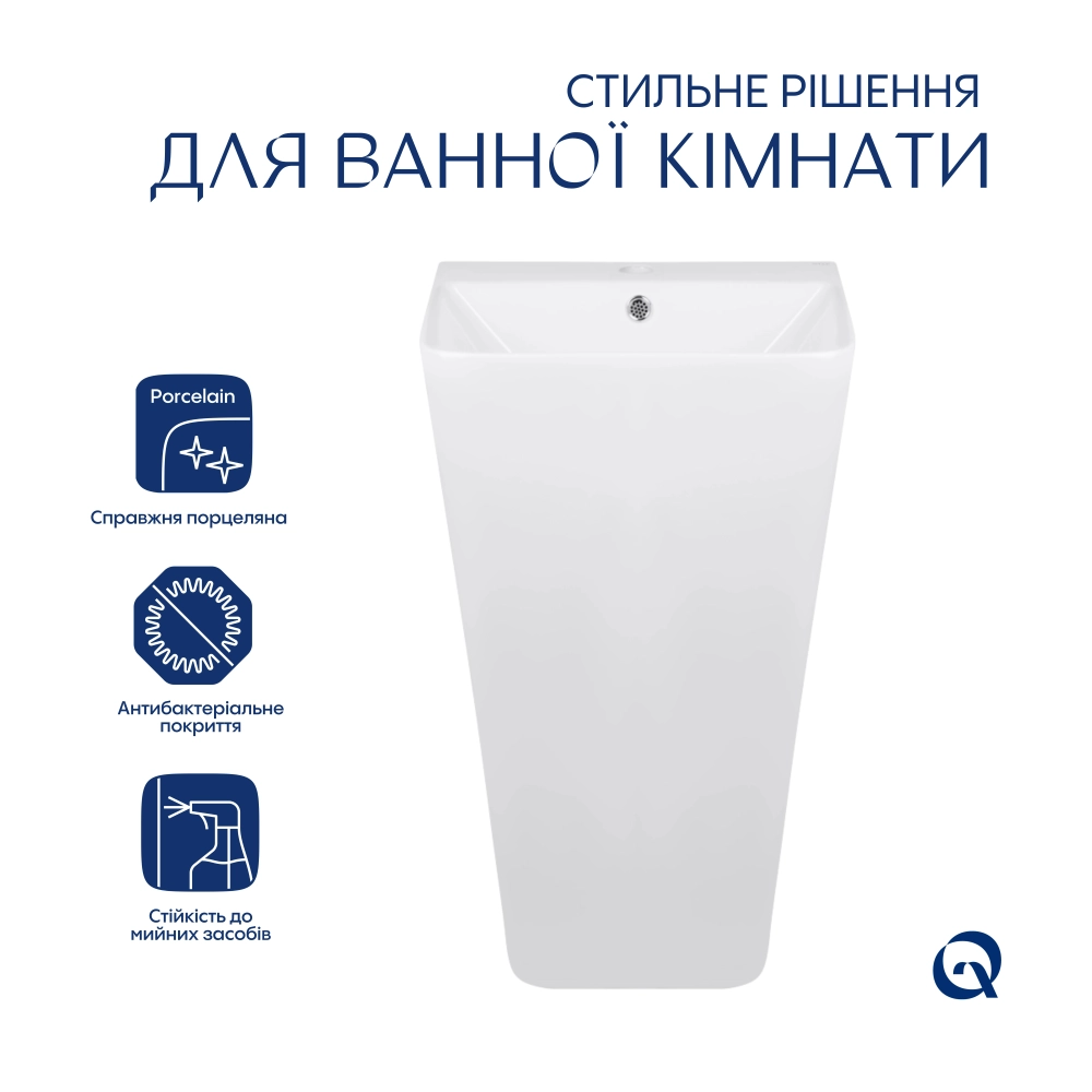 Раковина Qtap Tern QT1711G302W без донного клапана 440х380х830 мм White - фото 3