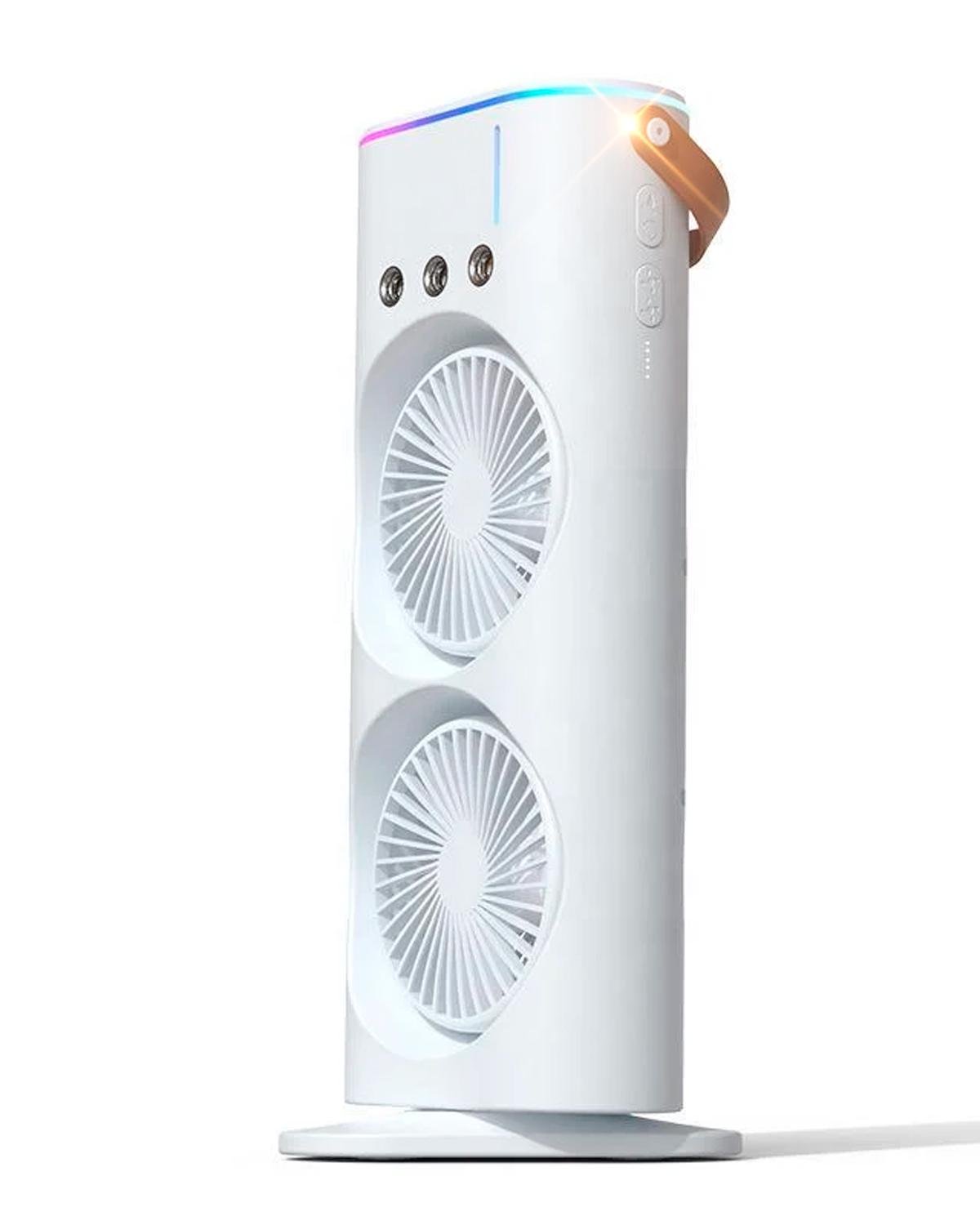 Вентилятор настільний подвійний BRS зволожувач повітря з охолодженням 3 швидкості з LED підсвічуванням White (500952659)