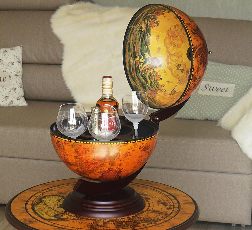 Минибар настольный Гранд Презент Глобус Старинная карта 33 см Коричневый (33002R)