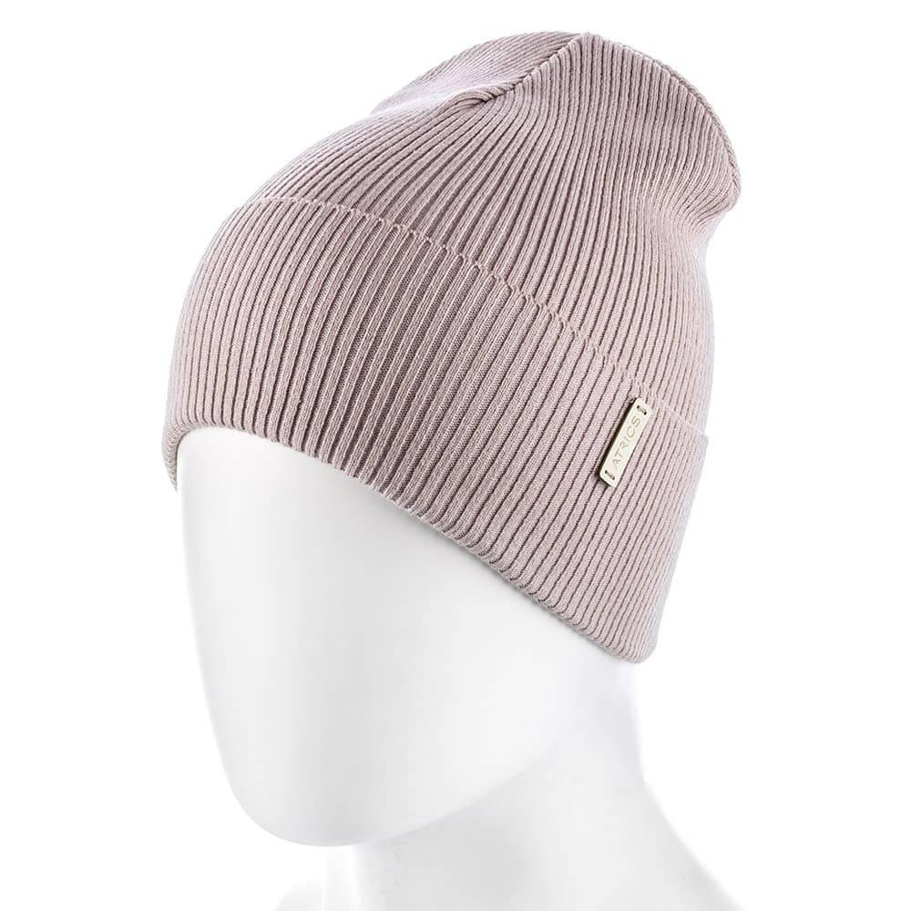 Шапка Actrics UH772 одинарная рубчик из хлопка на манжете Бежевый