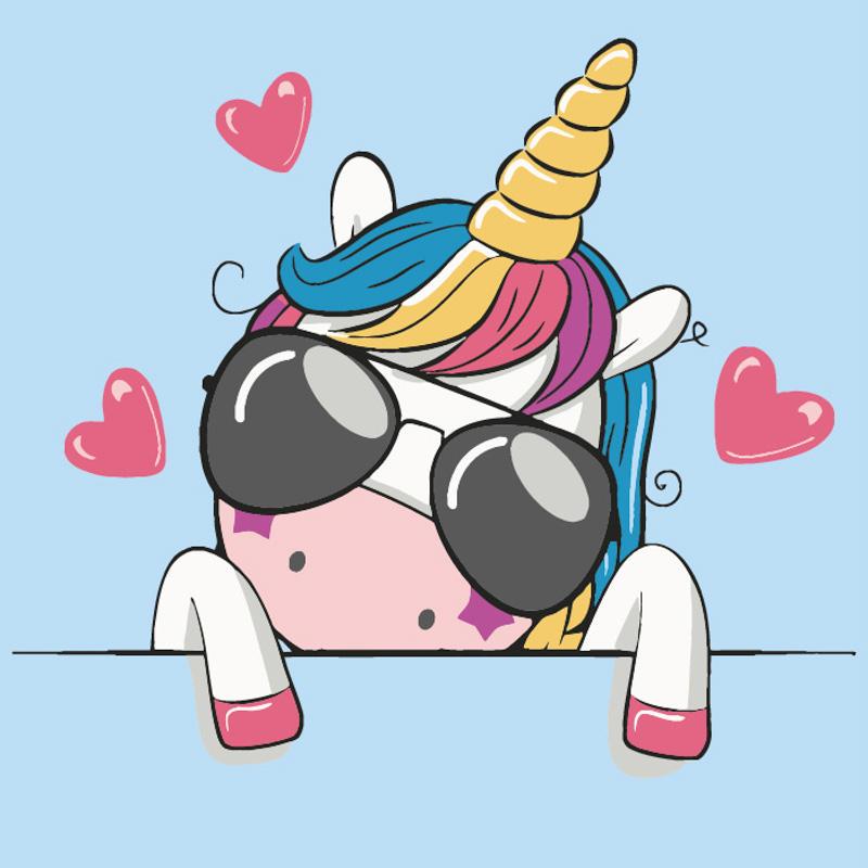 Картина по номерам Strateg Единорог в очках 20х20 см (HH5132)