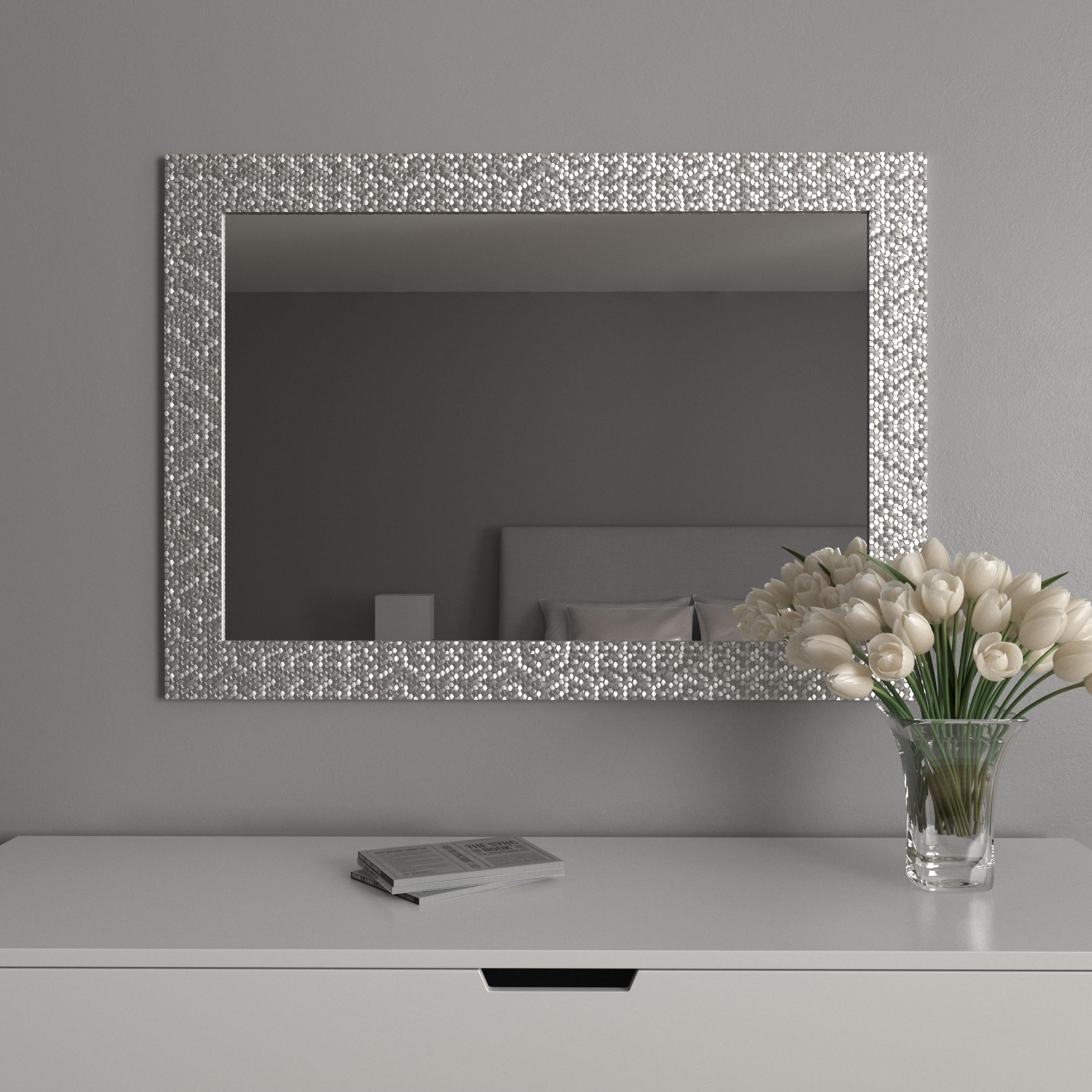 Зеркало на стену Black Mirror в багетной раме 106х76 см см Серебро (8518А-420)