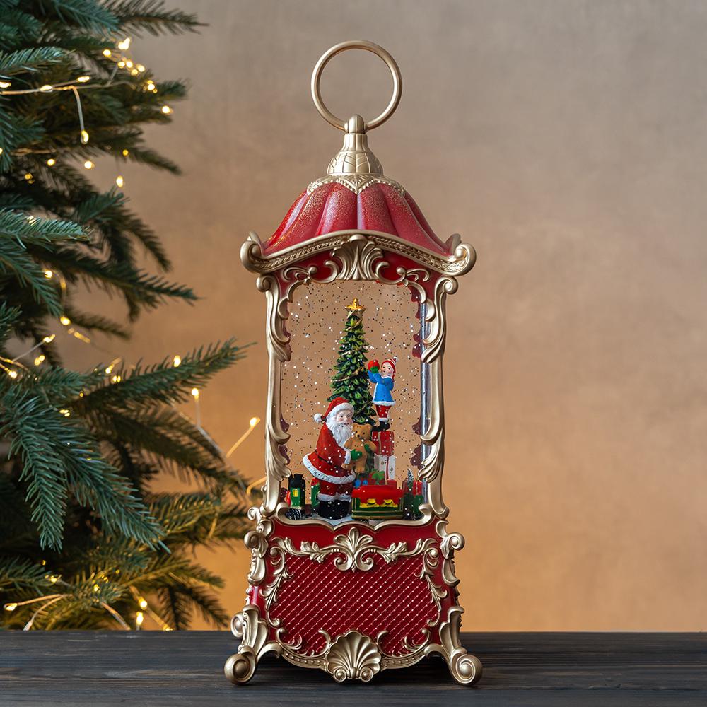 Новогодний фонарь с подсветкой и музыкой Волшебная ночь у елки 32 см (9240-019)