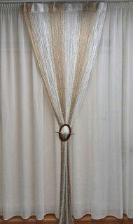 Шторы-нити с люрексовой нитью Белый/Бежевый (17550) - фото 2 Шторы-нити с люрексовой нитью Белый/Бежевый (17550) - фото 2