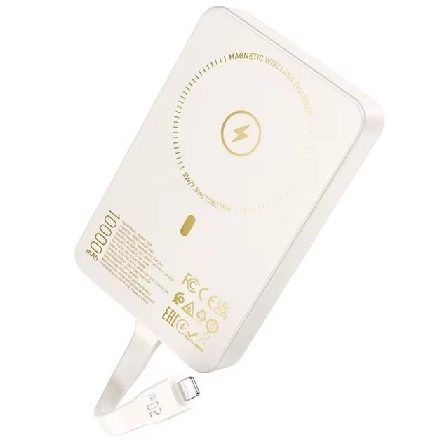 Повербанк Hoco Q24 Elegant с кабелем и беспроводной зарядкой 10000 mAh Белый (2405361580)