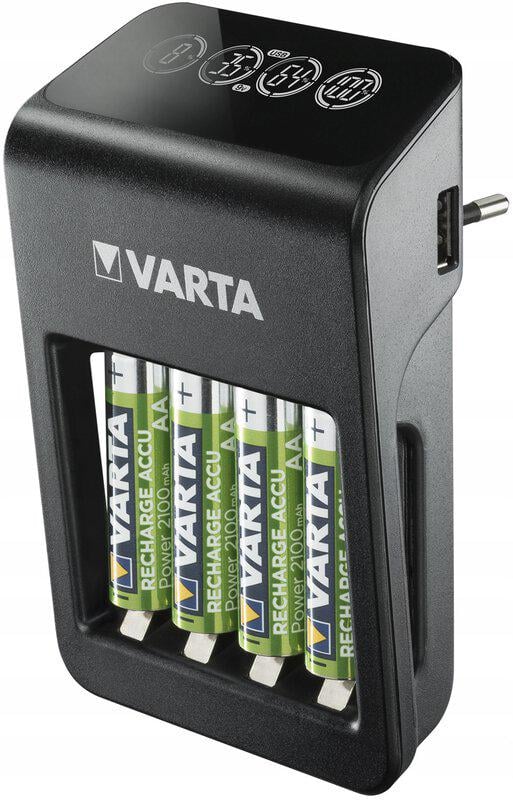 Зарядний пристрій універсальний Varta LCD PLUG Charger+ 57687 4x2100 mAh AA/AAA/Крона LCD 4+1 канали (25994138)