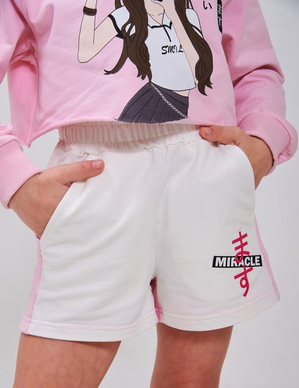 Шорти для дівчинки Smil стрейч-футер 134 см Молочний (112455)