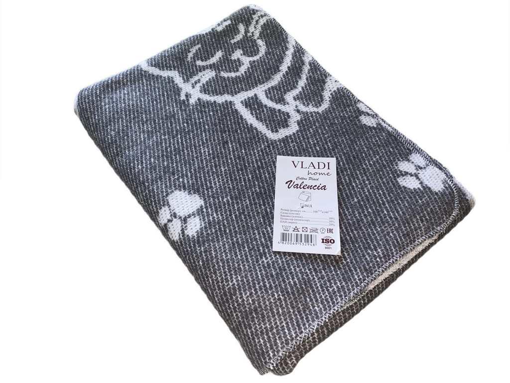 Плед хлопковый Vladi Валенсия Cats 100х140 см Белый/Серый (16e566d7)