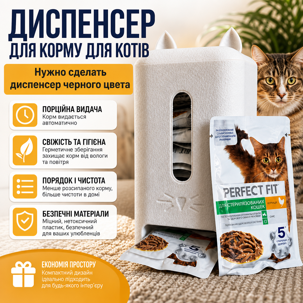 Органайзер-диспенсер для пакетиков влажного корма 140х90 мм Белый (664299102)
