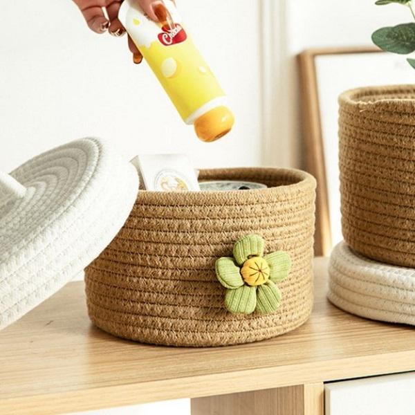 Набір органайзера з кришками 24/21/18 см Коричнево-білий (KA00881) - фото 6 Набір органайзера з кришками 24/21/18 см Коричнево-білий (KA00881) - фото 6