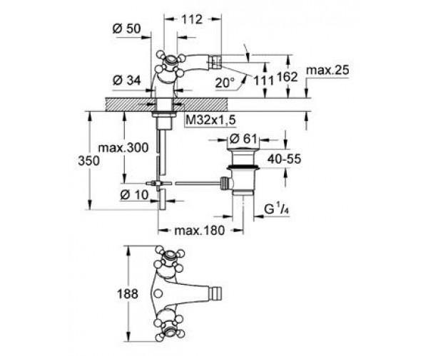 Змішувач для біде Grohe SINFONIA 24003IG0 двовентельний хром (111612) - фото 2