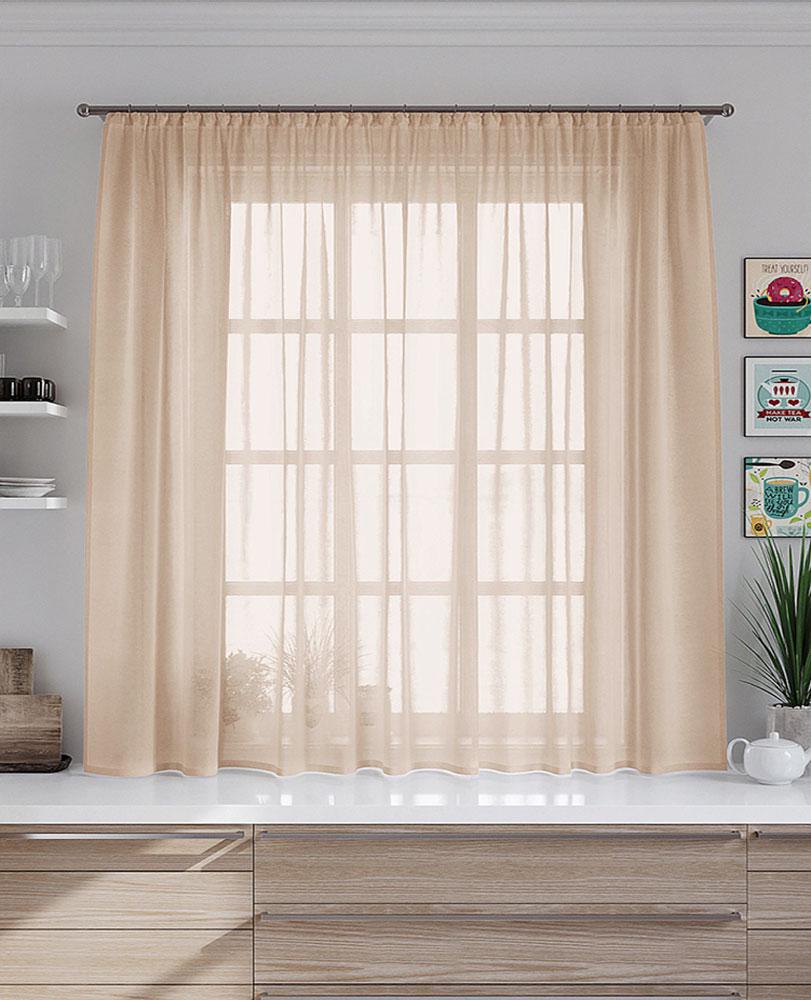 Тюль короткая Pivdenne 280х170 см 1 шт. вуаль Светло-бежевый (8494-170)