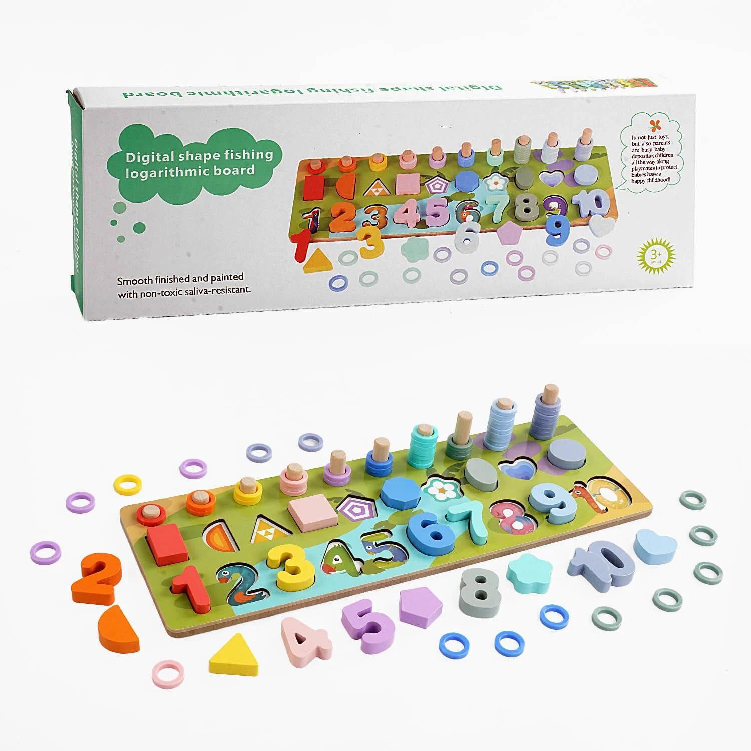 Игрушка для малышей C-65765/36 логическая сортер цифры/геометрические фигуры в коробке (23425567)