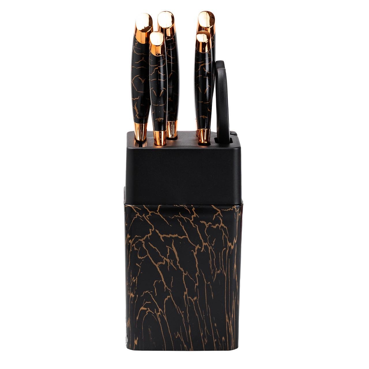 Набір ножів з ножицями з підставкою 5 шт. Чорний - фото 4 Набір ножів з ножицями з підставкою 5 шт. Чорний - фото 4