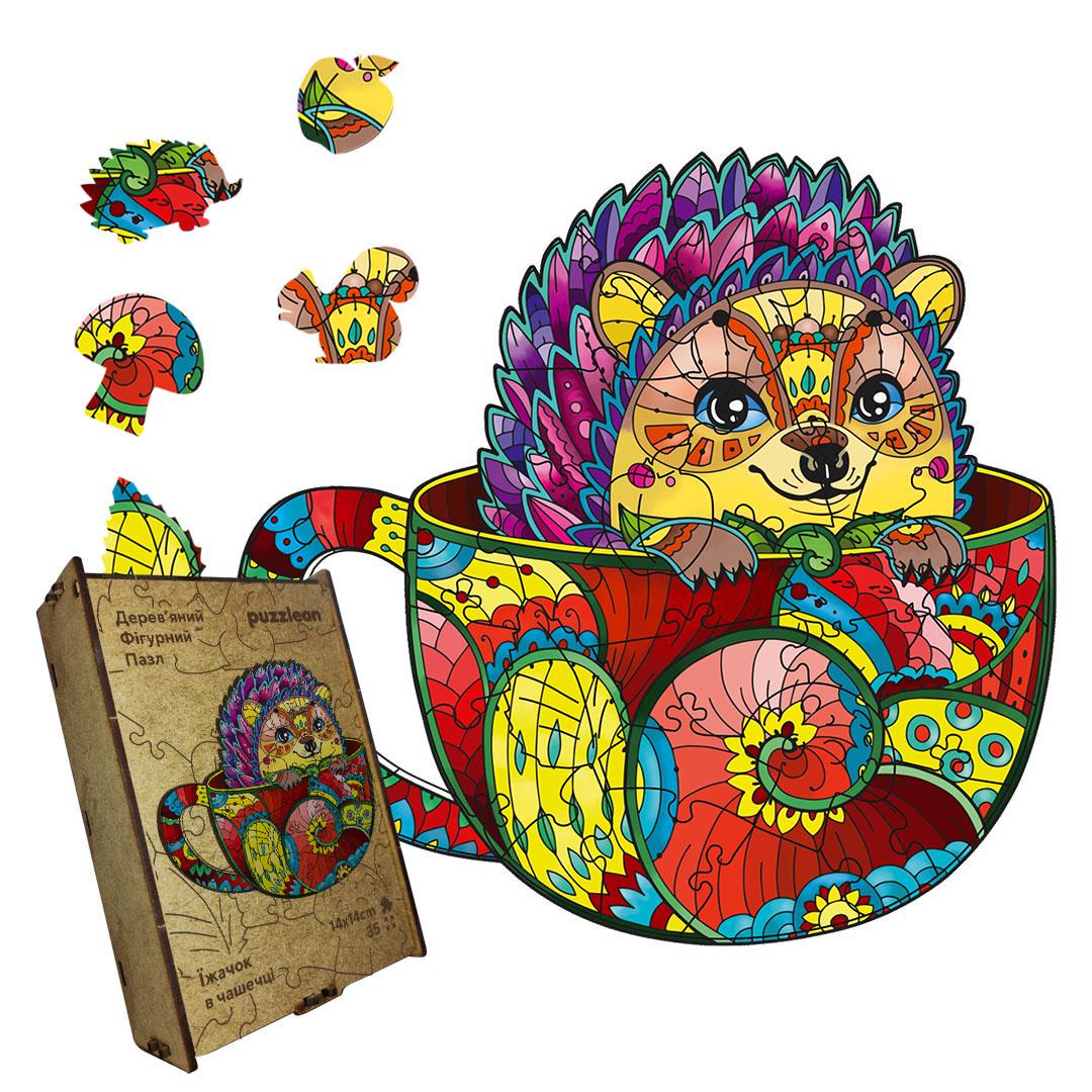 Пазл дерев'яний Їжачок в чашечці А4 дерев'яна коробка 100 елементів Пазл дерев'яний Їжачок в чашечці А4 дерев'яна коробка 100 елементів