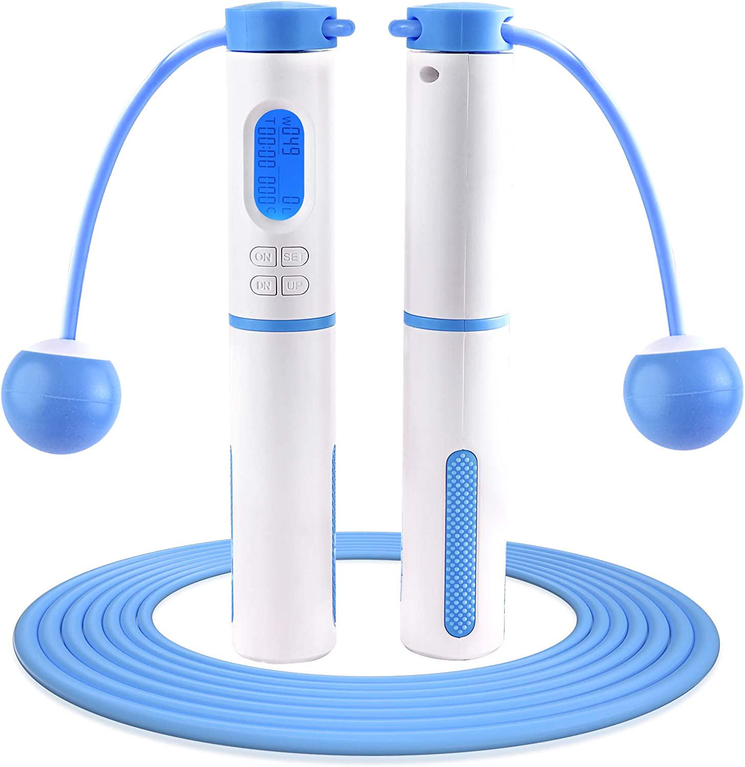 Цифровая скакалка со счетчиком прыжков Jump Rope 2 в 1 Голубой/Белый (1009472-LightBlue)