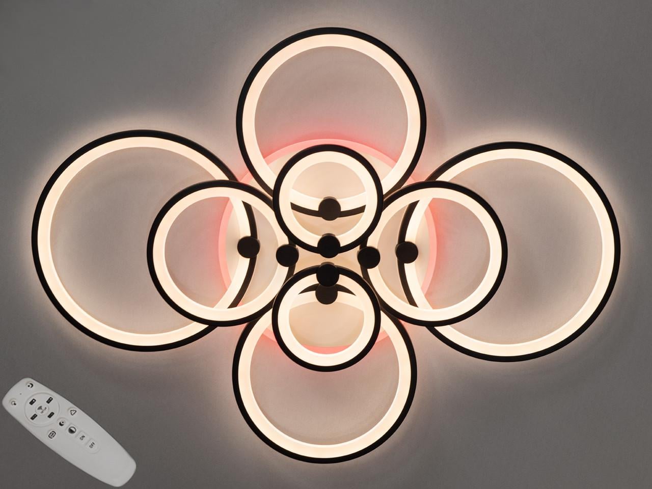 Люстра потолочная EcoLed LED с диммером и подсветкой 175W 8022/8BK 3col dim Черный