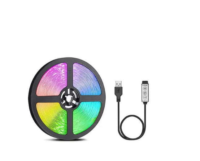 Стрічка світлодіодна для декору USB DC5V 1 м Різнокольоровий (3Key-1M)