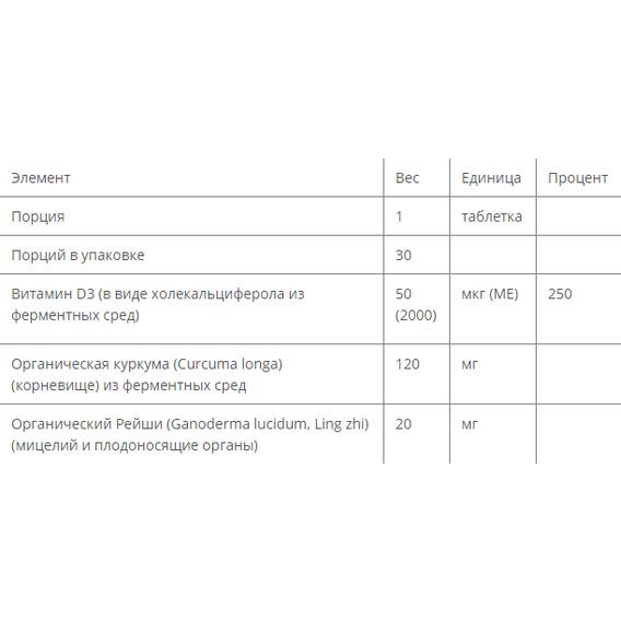 Вітамін D New Chapter Fermented Vitamin D3, 2000 IU + Turmenic And Reishi 30 Veg Tabs (NC0355) - фото 3