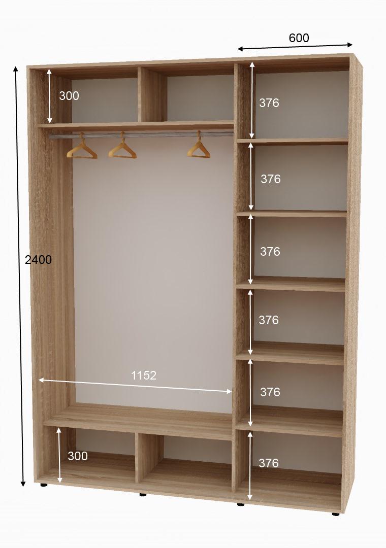 Шафа-купе дводверна Алекса ДСП 180х60х240 см Дуб Сонома - фото 2 Шафа-купе дводверна Алекса ДСП 180х60х240 см Дуб Сонома - фото 2