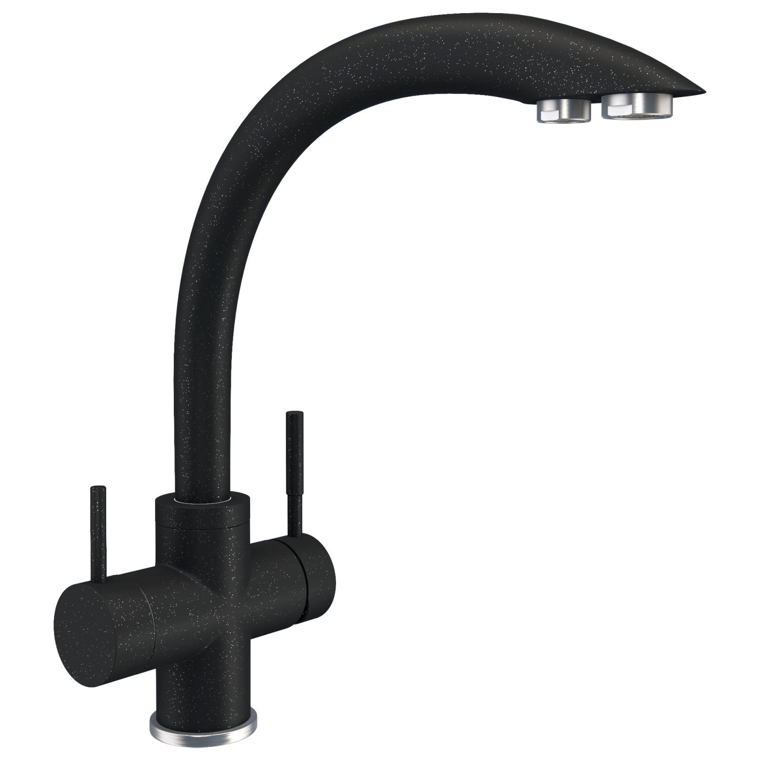 Смеситель для кухни Platinum 8203 HDF PLS-A34016 на две воды Черный (158464)