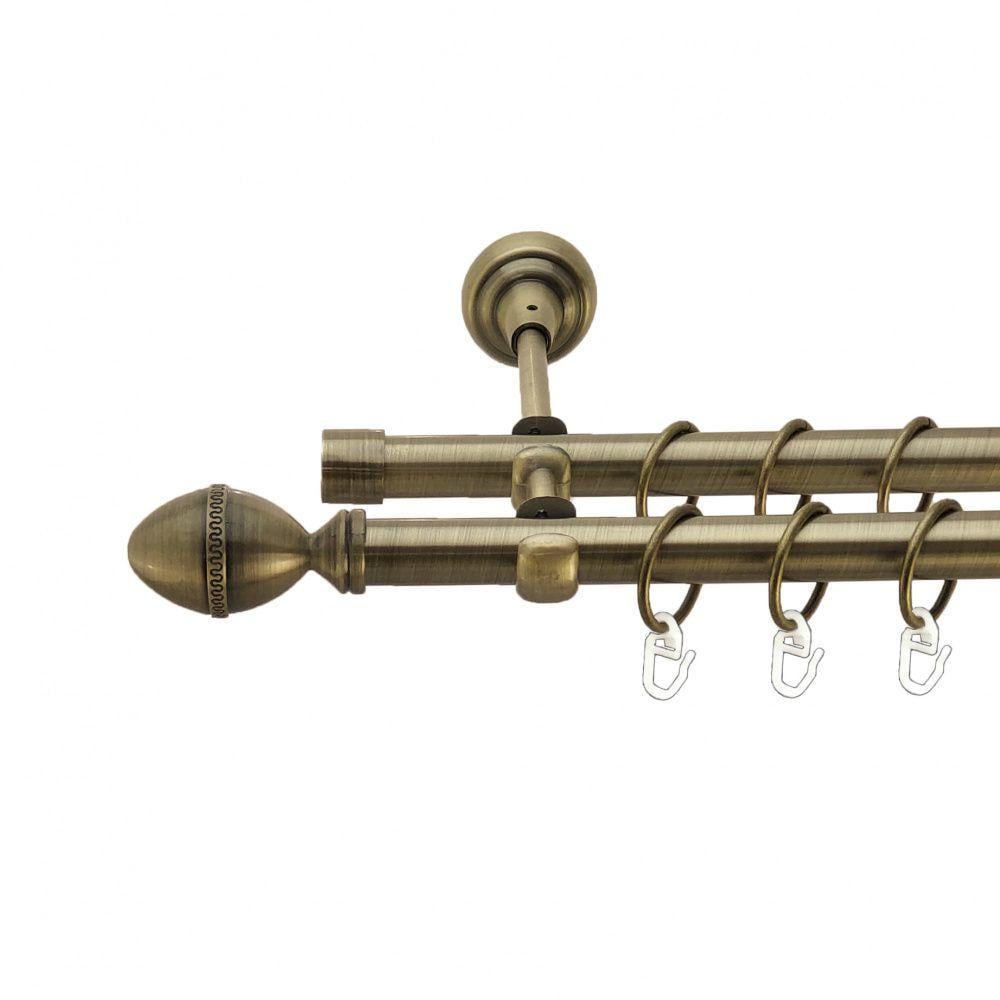 Карниз Orvit Фарже двухрядный гладкий 19/19 мм 160 см Антик (4016462)