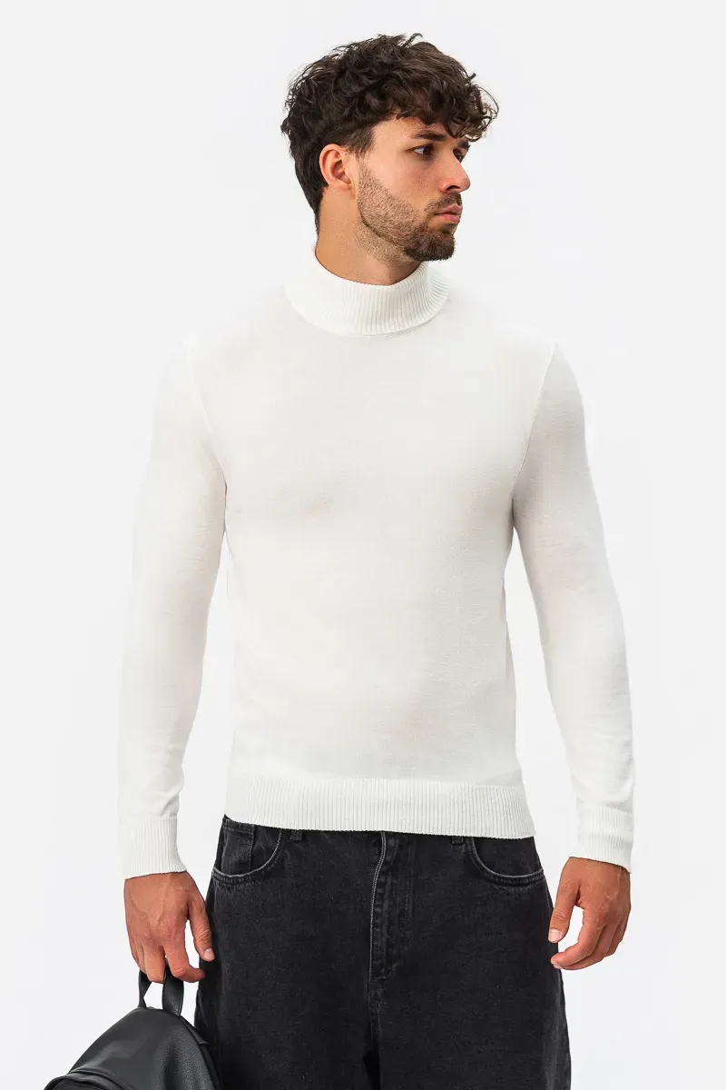 Водолазка чоловіча SVTR з м'якої італійської пряжі р. 52 Молочний (220)