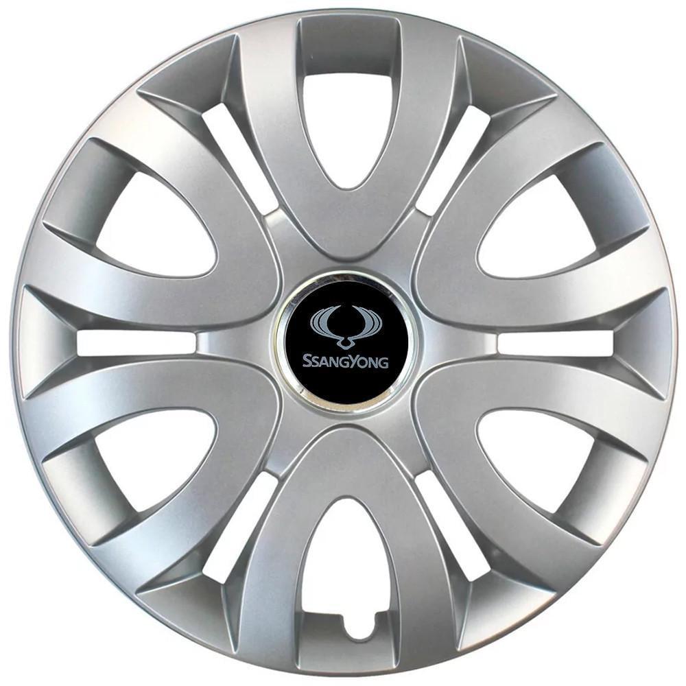 Колпаки автомобильные R15 SsangYong 330 SJS 4 шт. Серебристый