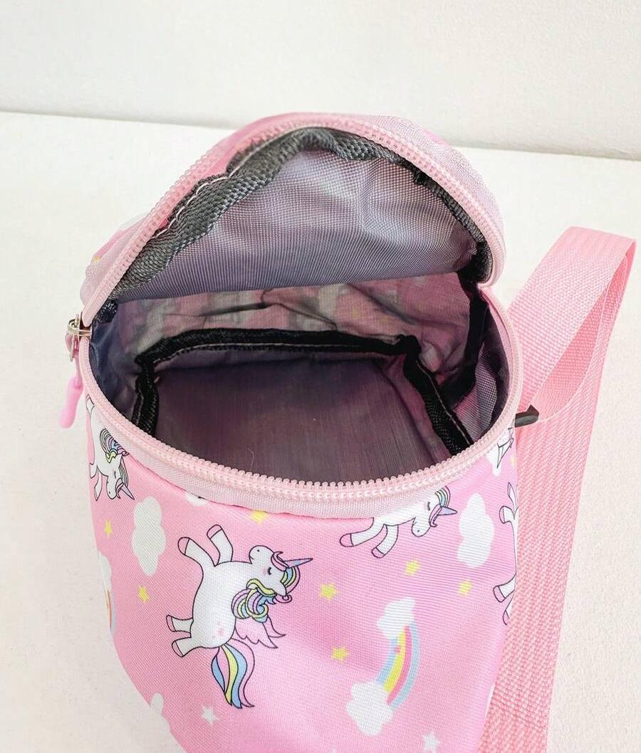 Сумка-бананка для девочек Единорог через плечо с регулируемым ремешком одно отделение на молнии 22х13х6 см Розовый (D-0162) - фото 7