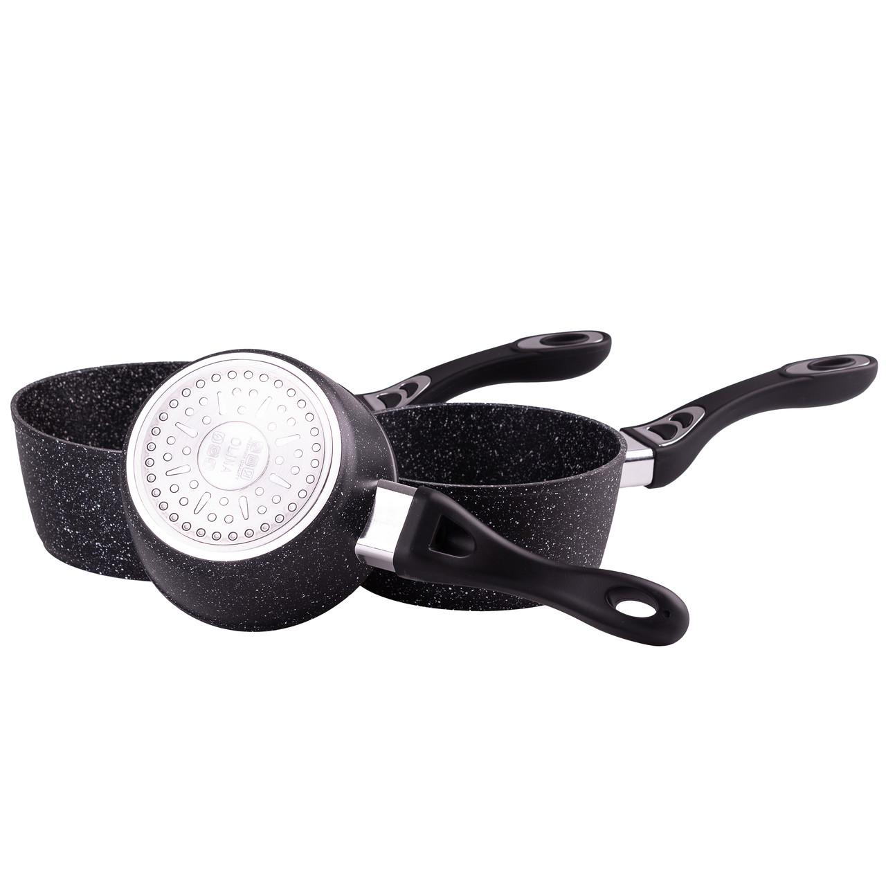 Набор ковшей Olina с антипригарным покрытием алюминиевые 3 шт. Черный (HP655) - фото 7