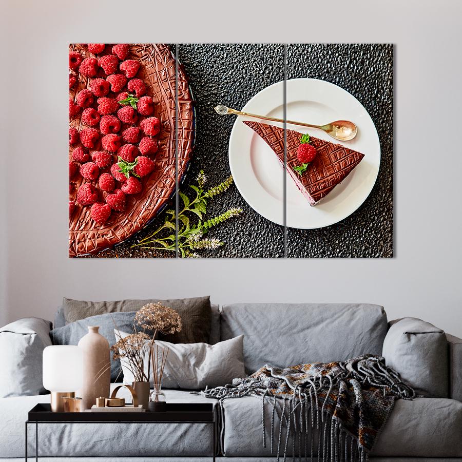 Настенний декор Пирог с сочной свежей малиной 78x48 см (A355-3)