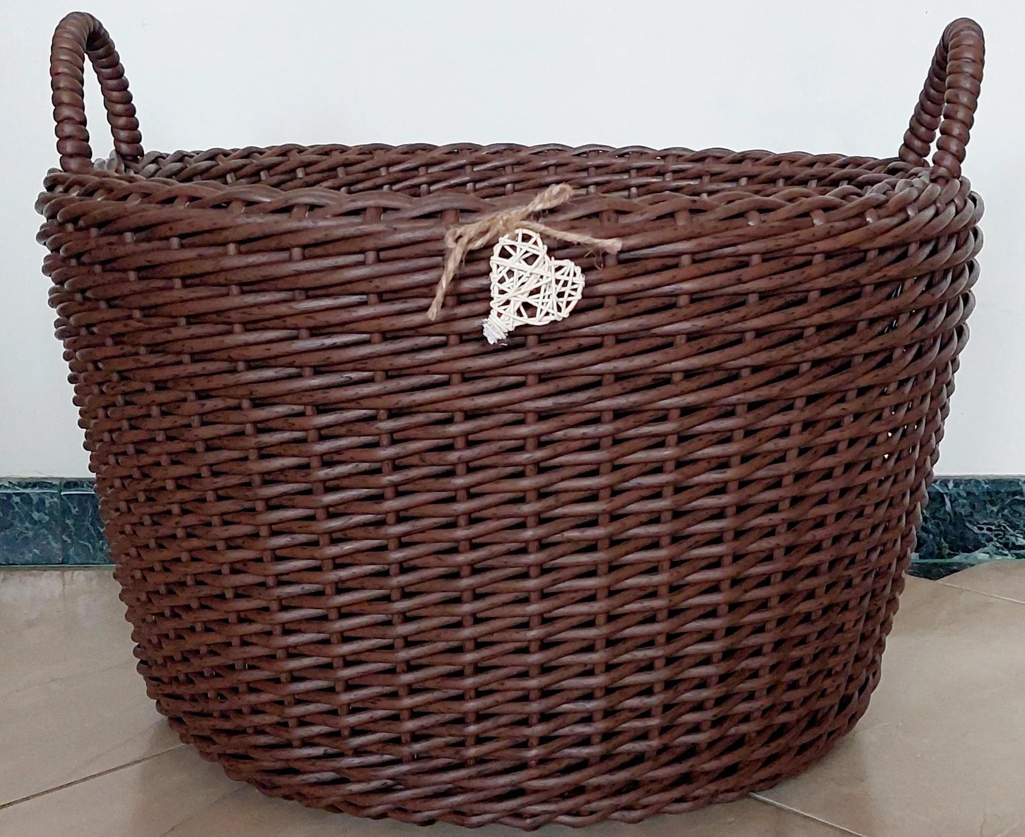 Дровница-корзина с ручками из искусственного ротанга ручной работы 65 л Коричневый (34008) - фото 2 Дровница-корзина с ручками из искусственного ротанга ручной работы 65 л Коричневый (34008) - фото 2