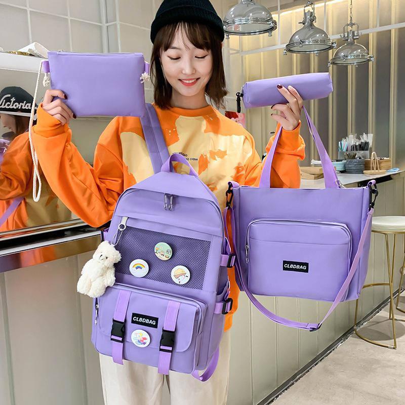 Шкільний рюкзак для дівчинки Ведмедик з значками 4в1 5-11 клас Фіолетовий (27615807) - фото 2 Шкільний рюкзак для дівчинки Ведмедик з значками 4в1 5-11 клас Фіолетовий (27615807) - фото 2