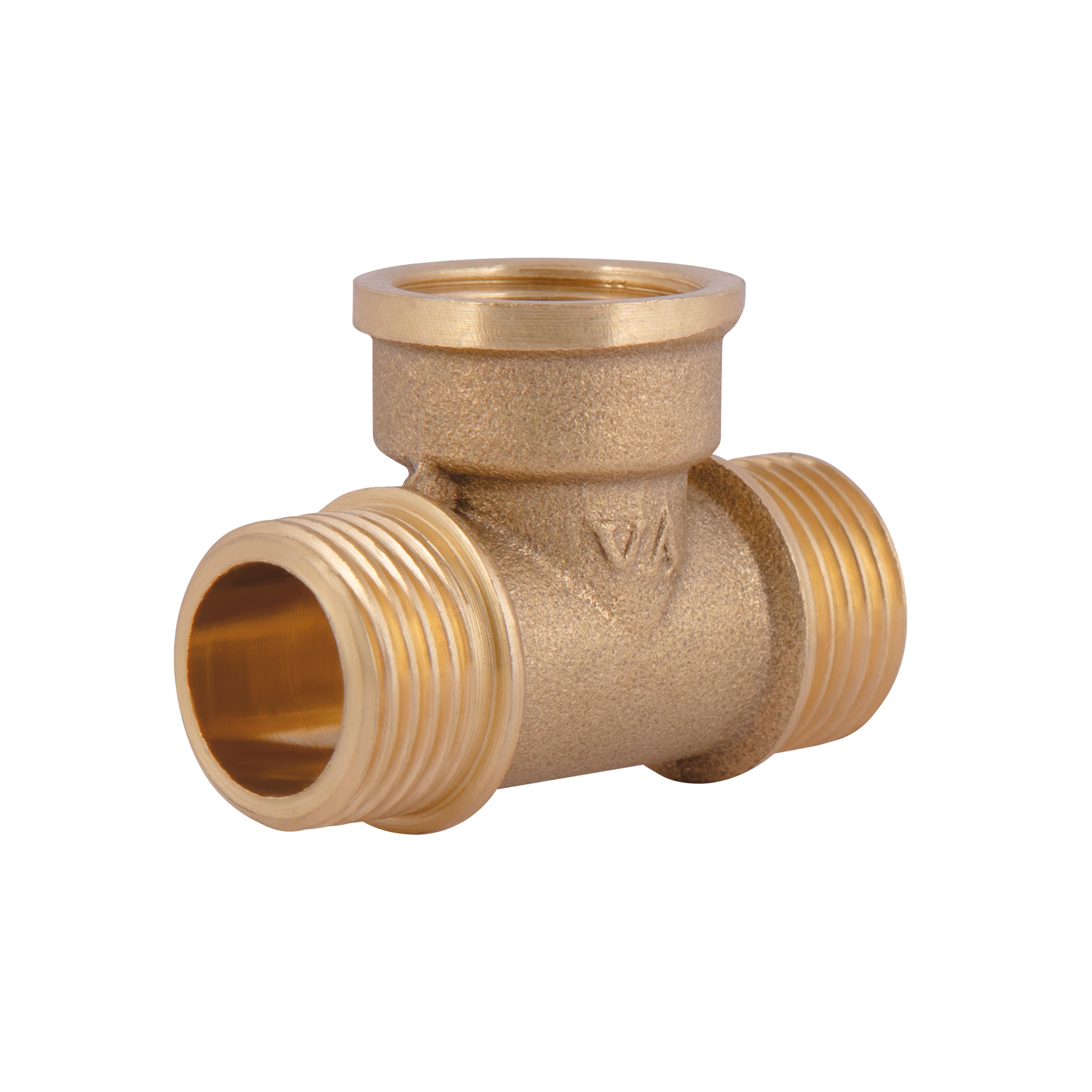 Тройник латунный Thermo Alliance Standart 1/2"СВЗ Желтый (SD41615)