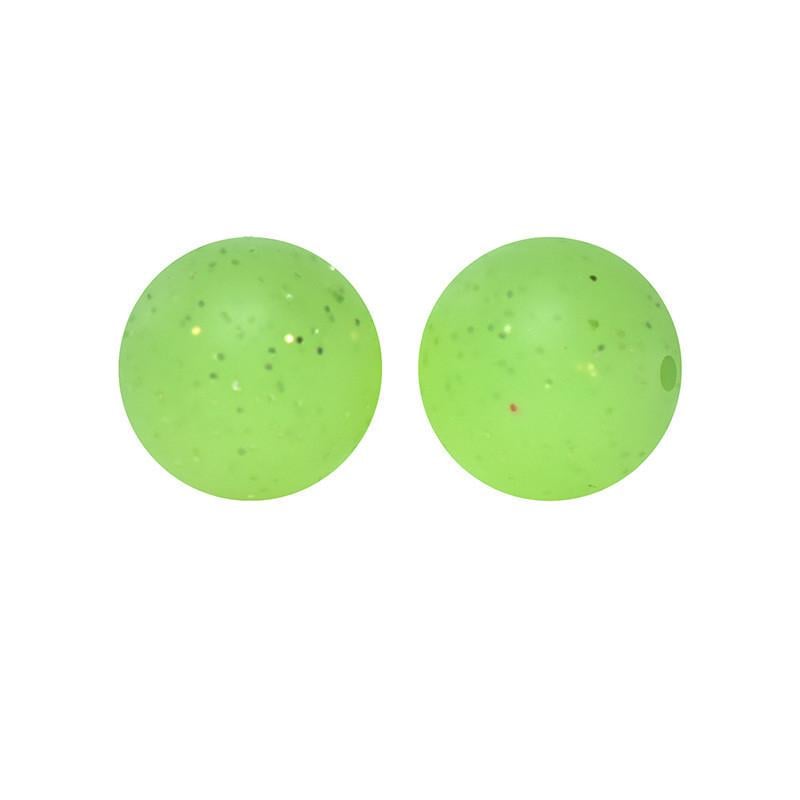Бусина Шар с блестками силиконовая для грызунков 15 мм Ø 2 мм 5 шт. Салатовый (ГЗ0015ш61)