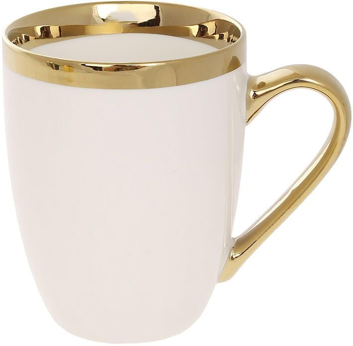 Чашка фарфорова лінія 360 мл Білий із золотим - фото 1 Чашка фарфорова лінія 360 мл Білий із золотим - фото 1