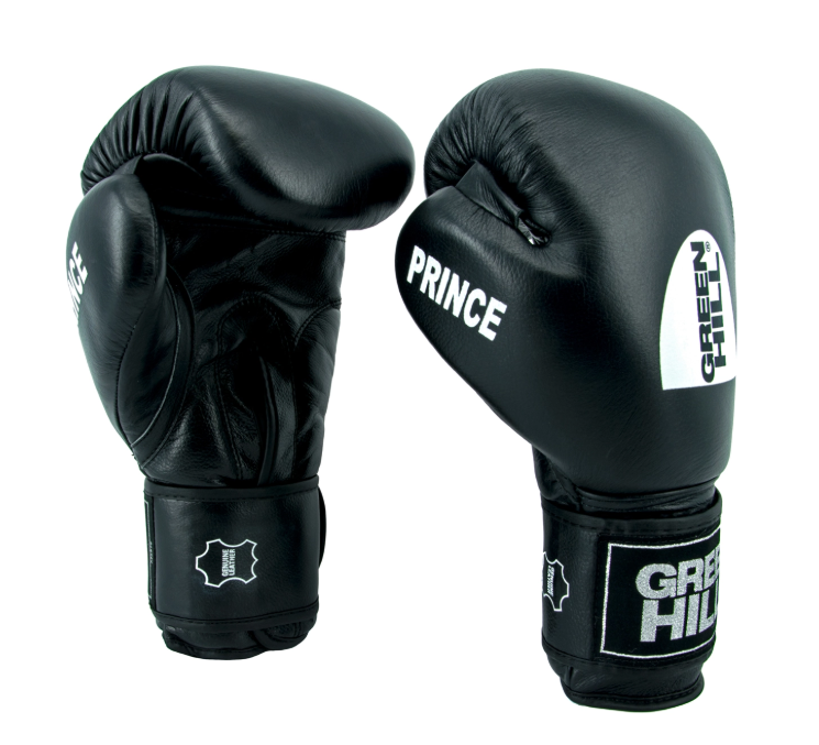 Рукавички бокс GREEN HILL PRINCE шкіра 18 унцій Чорний
