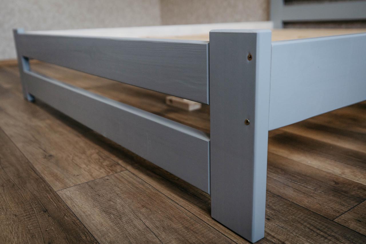 Ліжко двоспальне з масиву сосни 140x200 см Сірий (1868339515) - фото 6