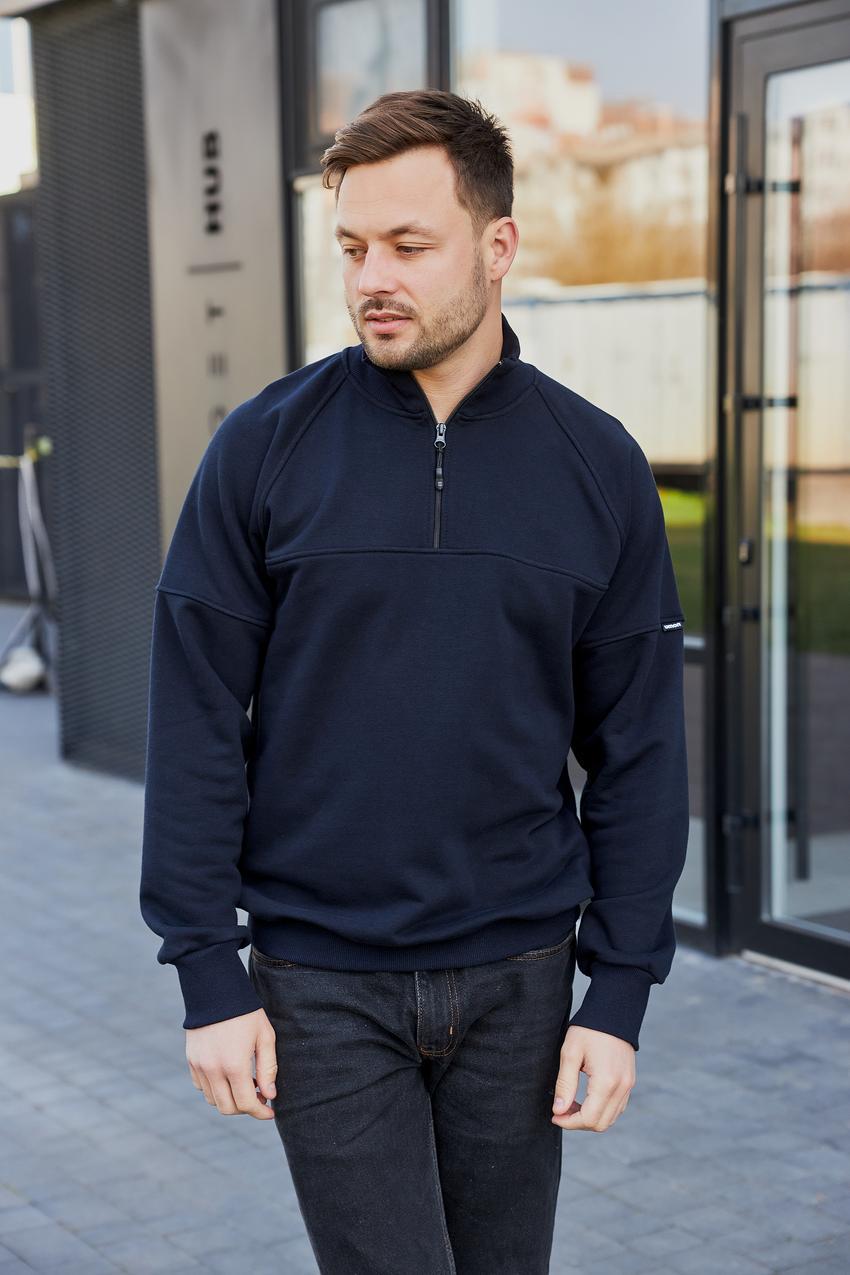 Джемпер мужской М180.3 с молнией на горловине XXL Темно синий (889-1-64)