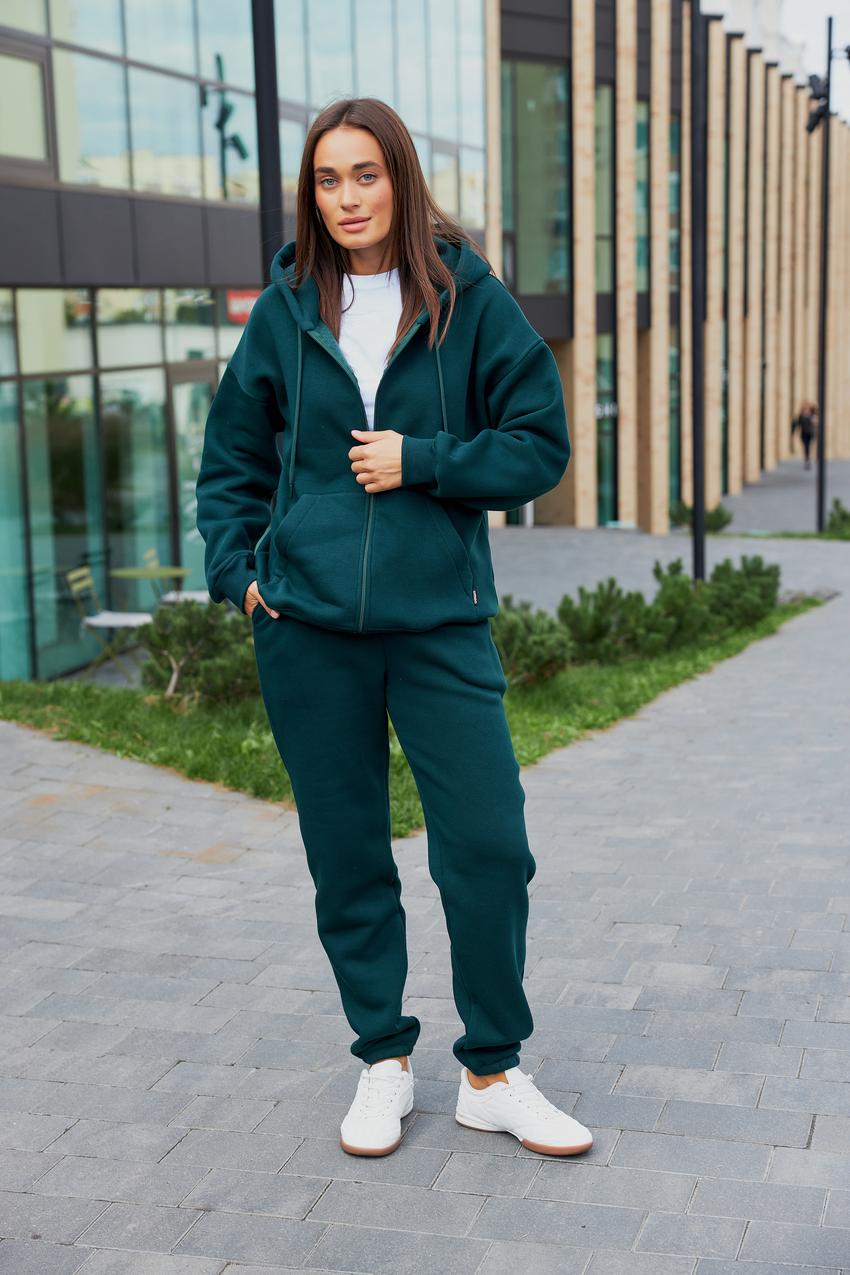 Прогулочный костюм женский с капюшоном 5XL Изумрудный (М137.4)