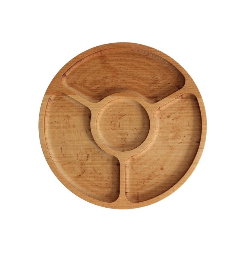 Менажница круглая Brizoll Fort из бука на 4 секции d 25 см