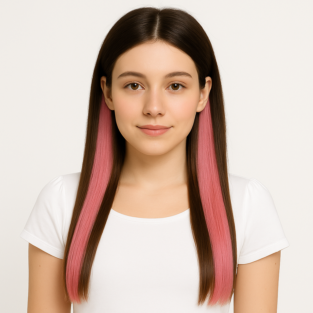 Пасмо прямого термостійкого волосся на шпильці 60 см Рожевий (K0866-2) - фото 2