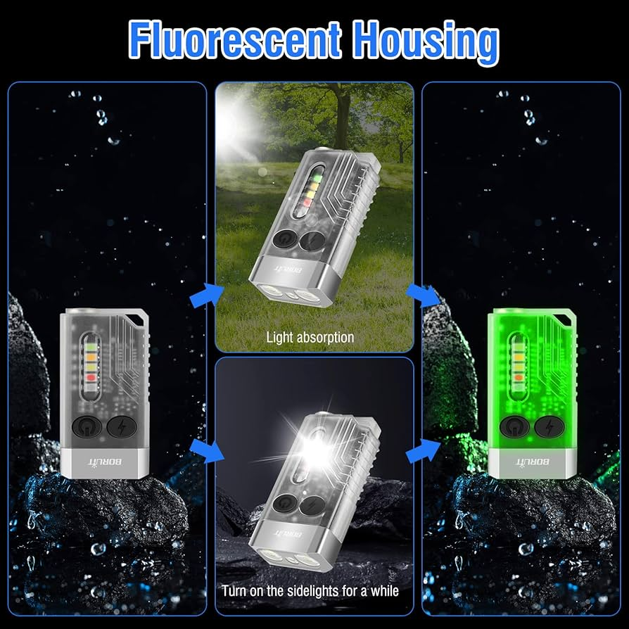 Фонарь-брелок Boruit V10 EDC аккумуляторный светодиодный 1000lm Type C IPX6 Прозрачный (BORUIT-V10WHITE) - фото 4 Фонарь-брелок Boruit V10 EDC аккумуляторный светодиодный 1000lm Type C IPX6 Прозрачный (BORUIT-V10WHITE) - фото 4