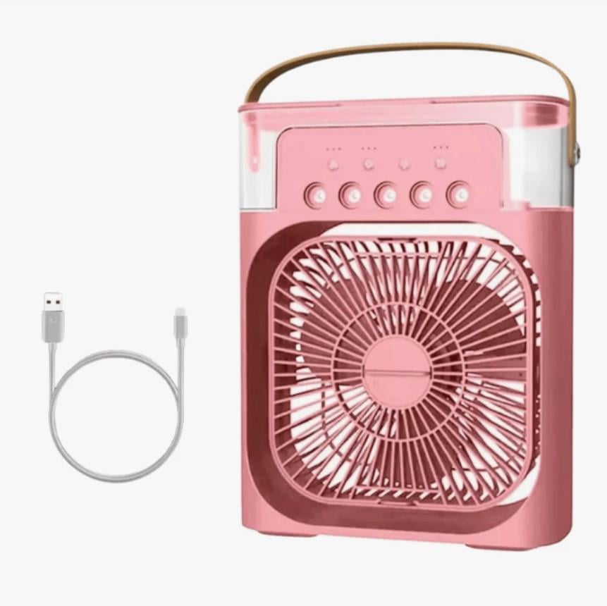 Вентилятор-зволожувач настільний RGB/USB/LED підсвітка Рожевий (MX-00009128pink)