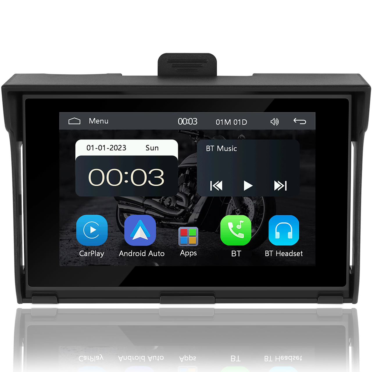 Монітор мультимедійний для мотоцикла Podofo A3502 5" Bluetooth Wi-Fi GPS Чорний