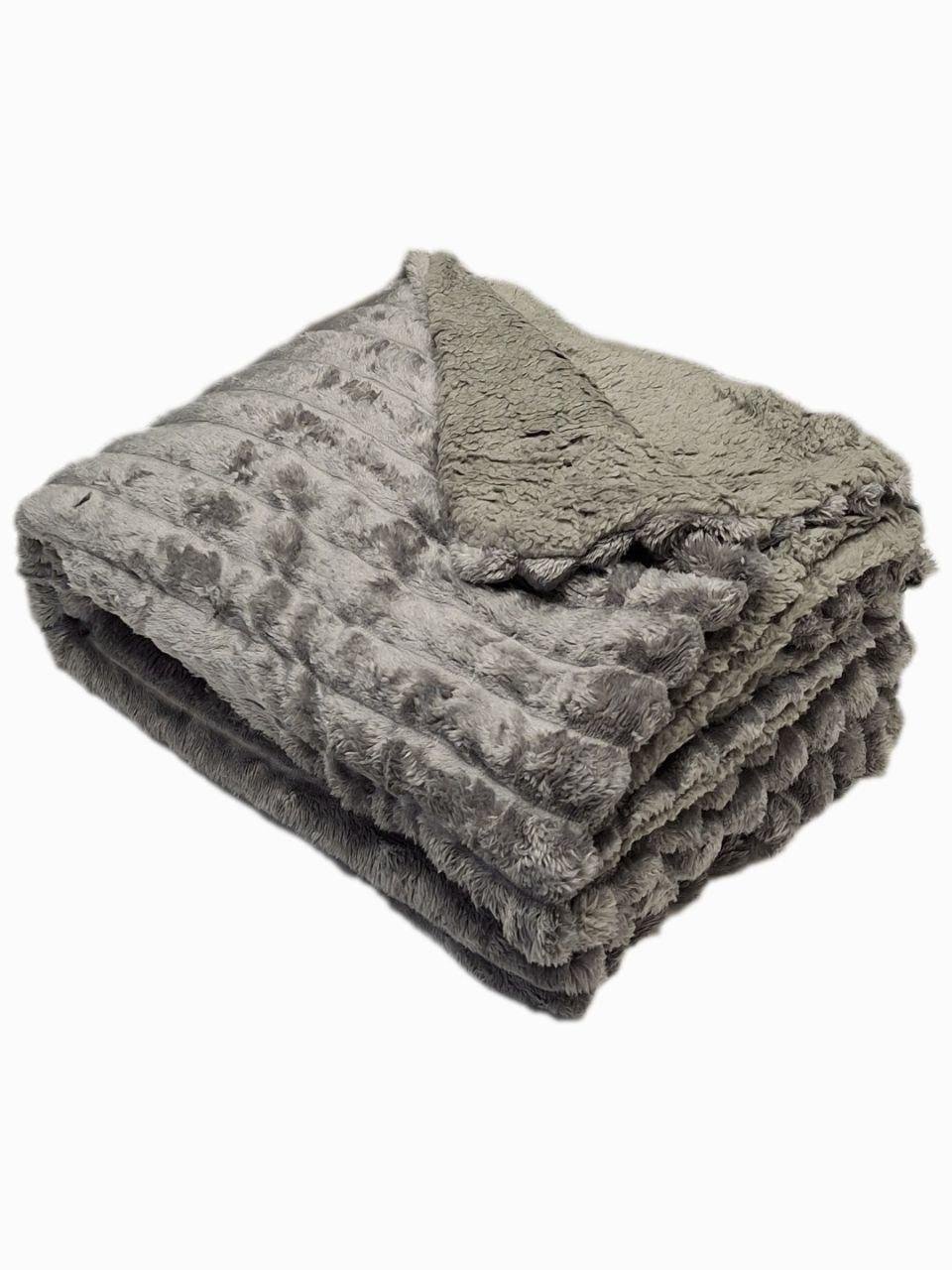 Плед на овчине Шарпей Королевская полоска 200x230 см Темно-серый (1688) - фото 1