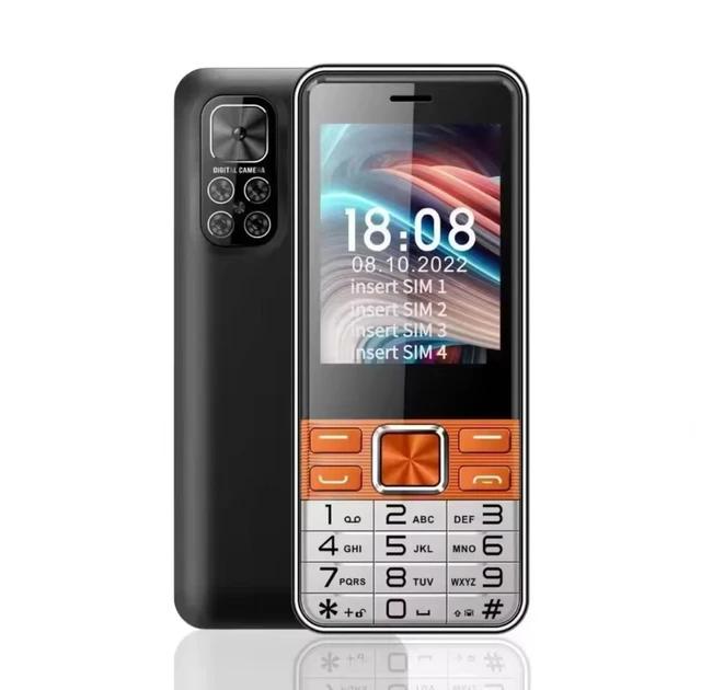 Кнопочный мобильный телефон на 4 SIM карты Servo S5630 Pro Black/Orange