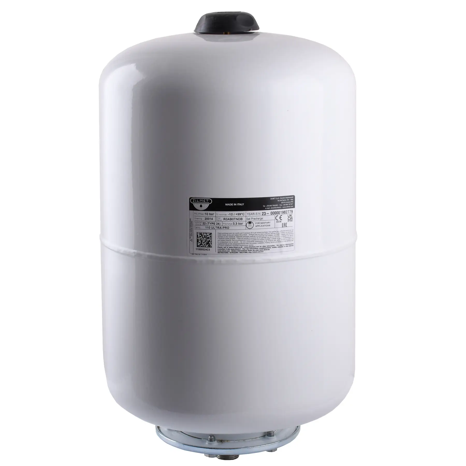 Гидроаккумулятор со сменной мембраной Zilmet ULTRA-PRO 24 л Белый (11000024C5)