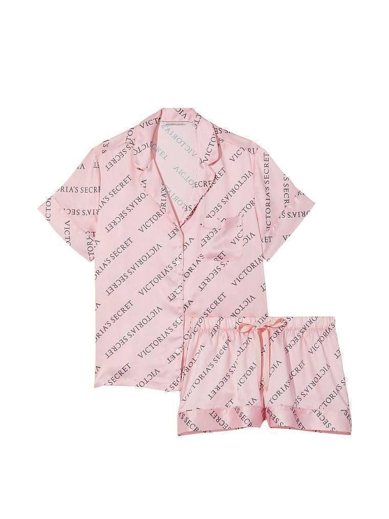 Піжама жіноча Victoria's Secret Satin Short Pajama Set сатинова M Рожевий (13798530) - фото 5