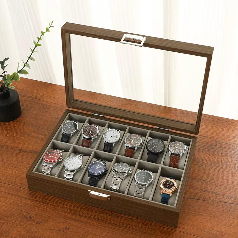 Шкатулка для хранения часов на 10 отделений деревянная с прозрачным окном для наручных часов